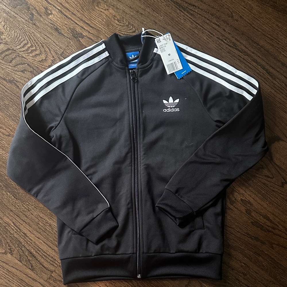 Adidas Kids Black Hoodie with White Stripes